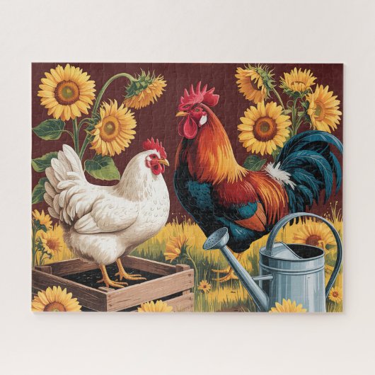 Puzzle Coq Tournesol Fantaisiste (Horizontal)