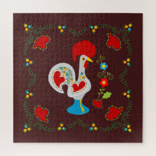 Puzzle Coq traditionnel de Barcelos en blanc
