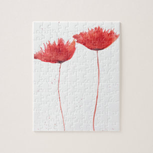 Puzzle Coquelicots fleurs rouges aquarelle nature été jig