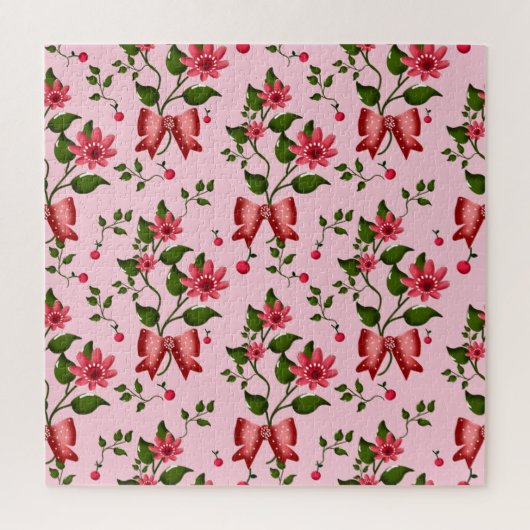 Puzzle  Coquette  floral Bow Pattern Wallpaper (Vertical)