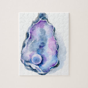 Puzzle Coquille d'huître d'aquarelle avec la perle