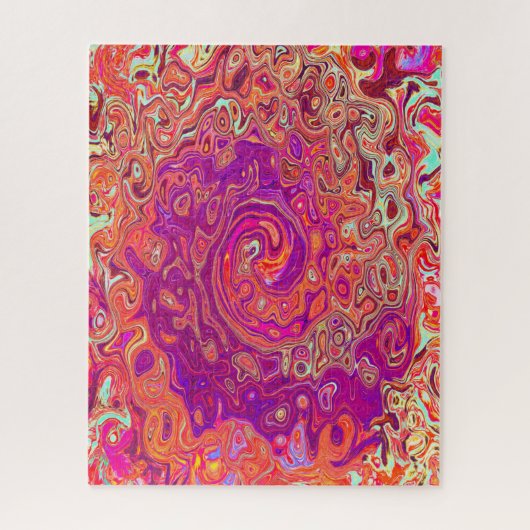 Puzzle Corail Abstrait rétro et spirale de marbre pourpre (Vertical)