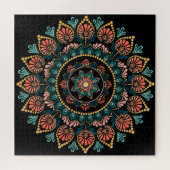 Puzzle Coral bleu Mandala, Géométrie Sacrée Boho Ethnique (Horizontal)