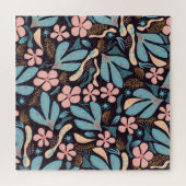 Puzzle Coral Blue Floral Dark Print (Horizontal)