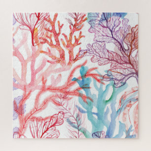Puzzle Coraux aquarelles : motif du monde sous-marin.