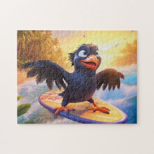 Puzzle Corbeau faisant du surf sur une plage tropicale av (Horizontal)