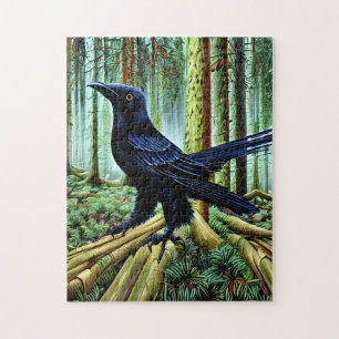 Puzzle Corbeau noir rustique Woodland