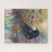 Puzzle Corbeau peint à la main avec Fleurs sauvages (Horizontal)