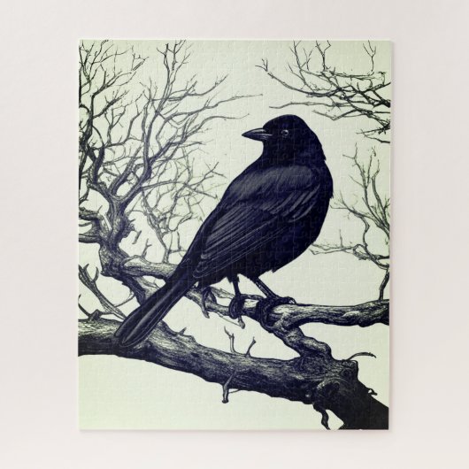 Puzzle Corbeau perché sur des branches nues d'hiver (Vertical)