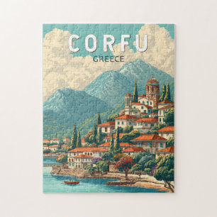 Puzzle Corfou Grèce Illustration Voyage Art Vintage