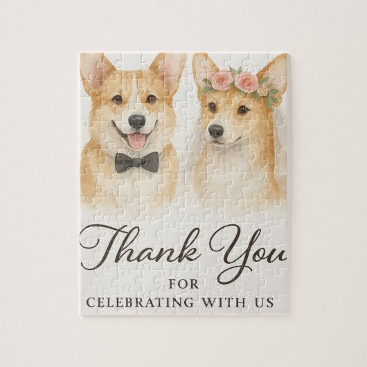 Puzzle Corgi Aquarelle Cadeau de Mariage (Vertical)