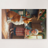 Puzzle Corgi Baking with Grandma Christmas Painting (Horizontal)