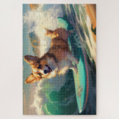 Puzzle Corgi Beach Surf Peinture (Vertical)