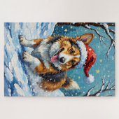 Puzzle Corgi Belly Slide Christmas Fun Hat (Horizontal)