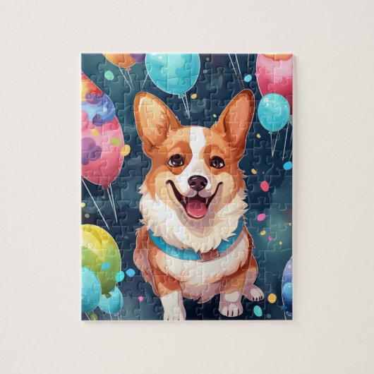 Puzzle Corgi Chien d'Anniversaire (Vertical)