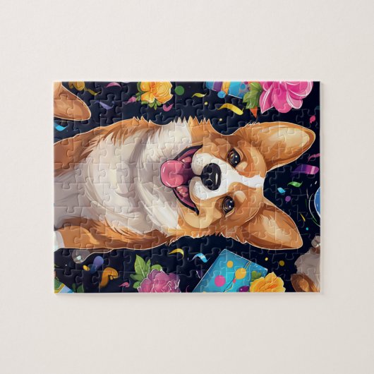 Puzzle Corgi Chien d'Anniversaire (Horizontal)