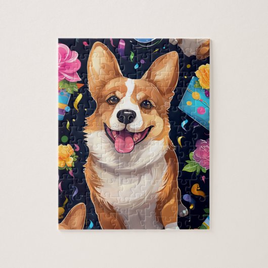Puzzle Corgi Chien d'Anniversaire (Vertical)