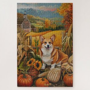 Puzzle Corgi Chien Moisson Automne Thanksgiving