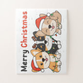 Puzzle Corgi Christmas Animaux mignons Chiens Joyeux Noël (Vertical)