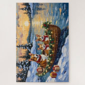 Puzzle Corgi Christmas Boat Holiday (Vertical)