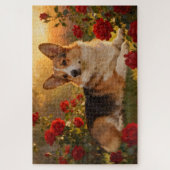 Puzzle Corgi dans les Roses VI (Vertical)