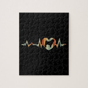 Puzzle Corgi Dog Cartoon Heartbeat Sunset