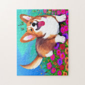 Puzzle Corgi et fleurs (Vertical)