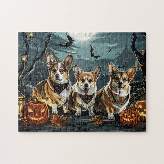 Puzzle Corgi Halloween Éffrayant (Horizontal)