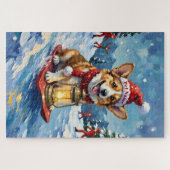 Puzzle Corgi Ice Slider Christmas Lantern Hat (Horizontal)