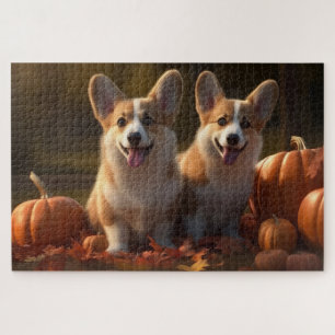 Puzzle Corgi  Jeune chiot Délice d'automne Citrouille