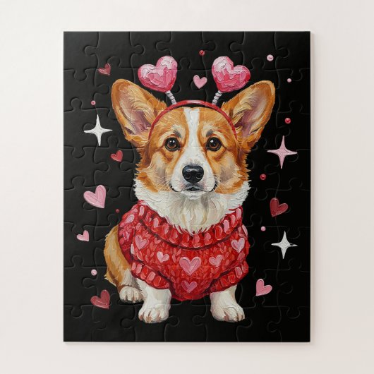 Puzzle Corgi Mignon Cœur Saint Valentin (Vertical)