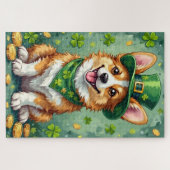 Puzzle Corgi St Patrick’s Day Chien Chanceux Mignon (Horizontal)