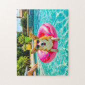 Puzzle Corgi sur un flotteur en donut (Vertical)