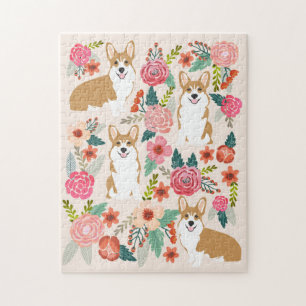 Puzzle Corgi Vintage Florals