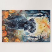 Puzzle Corso De Canne D'Halloween Avec Peur Citrouille (Horizontal)