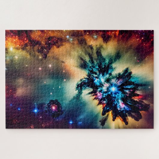Puzzle Cosmic arc-en-ciel violet bleu jaune rouge galacti (Horizontal)