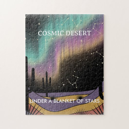 Puzzle Cosmic Desert Aurora • Retro Western Night Sky (Vertical)
