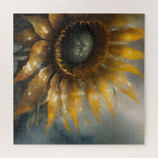 Puzzle Cosmic Sunflower - AI Fantasy Digital Art Print (Horizontal)