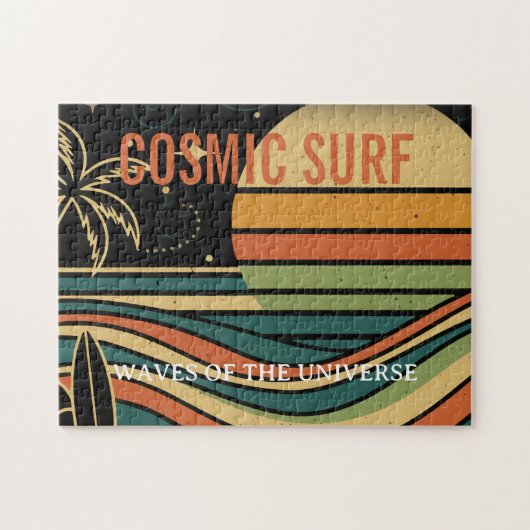 Puzzle Cosmic Surf Retro Wave • Vintage Sunset Surfing (Horizontal)