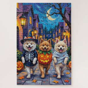 Puzzle Costumes d'Halloween pour chiens Samoyèdes allant