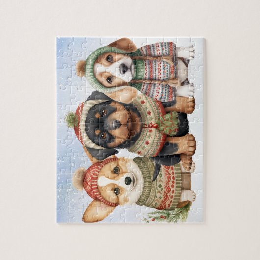 Puzzle Cosy Chien Chien Festin Chien mignon Chiens Noël (Vertical)