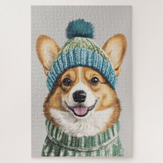 Puzzle Cosy Corgi en hiver (Vertical)