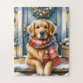 Puzzle Cosy Golden Retriever Chien chiot Noël (Vertical)