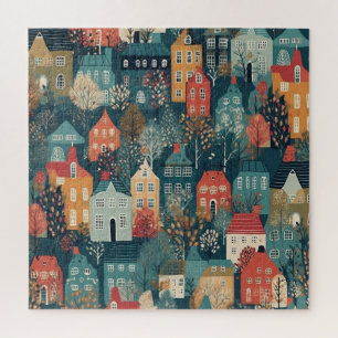 Puzzle Cosy Hygge Village Nordic Folk Art