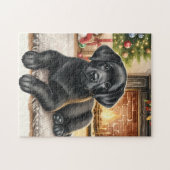 Puzzle Cosy Labrador Retriever Chien Christmas Puppy (Horizontal)