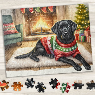 Puzzle Cosy Labrador Retriever Christmas Puppy Chien