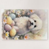 Puzzle Coton De Tulear avec oeufs de Pâques vacances (Horizontal)