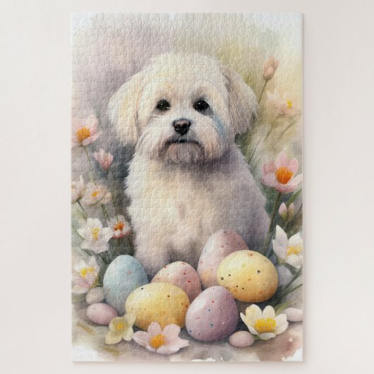 Puzzle Coton De Tulear avec vacances de œufs de Pâques (Vertical)