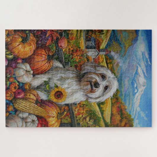 Puzzle Coton De Tulear Chien Automne Récolte Thanksgiving (Horizontal)