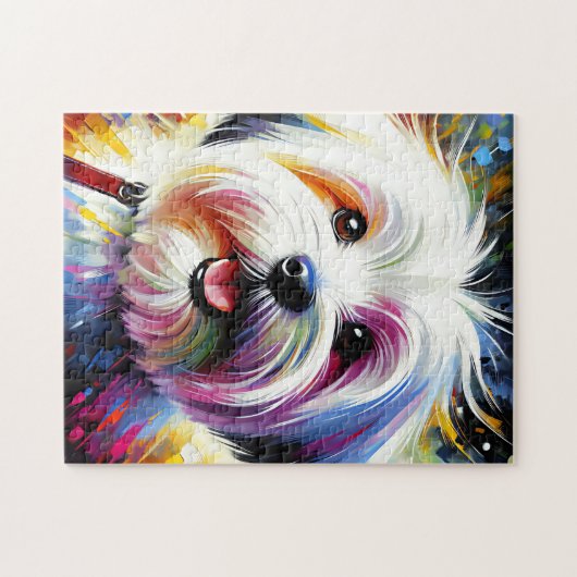 Puzzle Coton De Tulear Chien Portrait Acrylique Art Print (Horizontal)